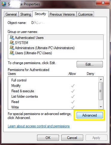 win7 permissions reset